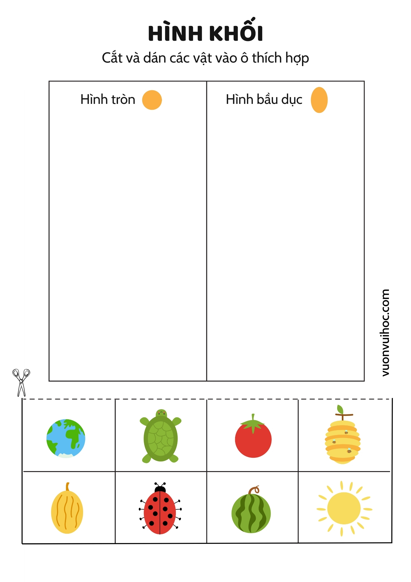 Bé nhận diện, phân biệt hình khối