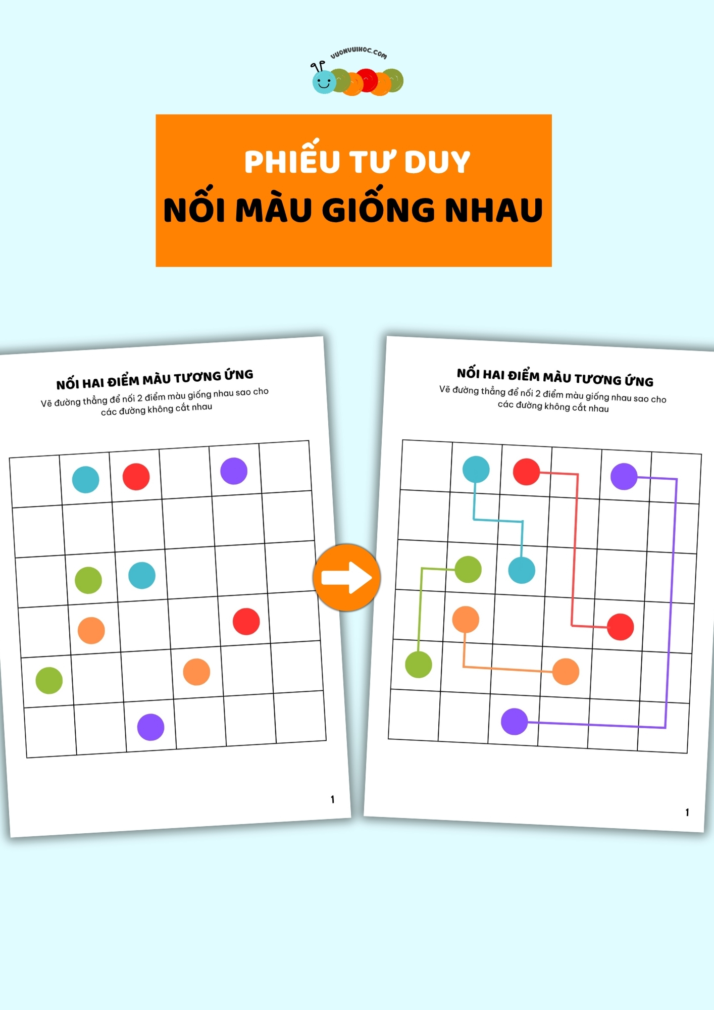 Phiếu tư duy – Nối hai điểm màu tương ứng